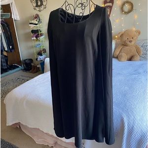 slightly short long sleeve cape dress